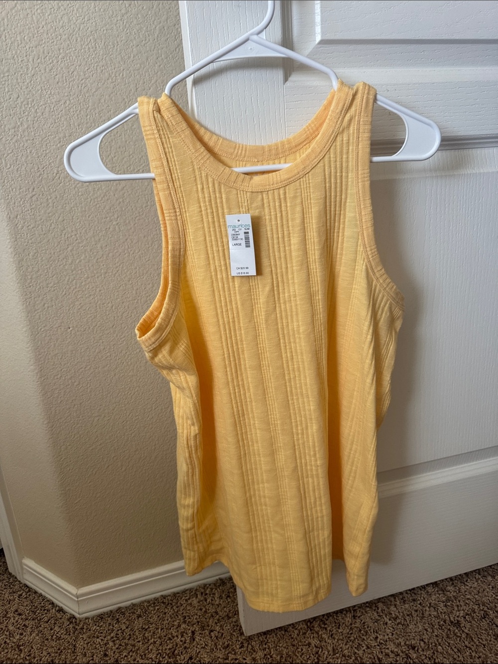 Maurices Pastel Yellow Ribbed Tank